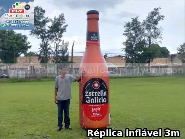 Réplica inflável gigante promocional garrafa de cerveja Estrella Galicia